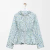 Kapuzenjacke aus Seidenmisch-Taft Weiß/Blau
