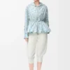 Kapuzenjacke aus Seidenmisch-Taft Weiß/Blau