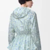 Kapuzenjacke aus Seidenmisch-Taft Weiß/Blau