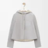 Kapuzenjacke aus Shearling in Hellgrau Melange