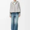Kapuzenjacke aus Shearling in Hellgrau Melange