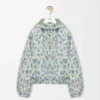 Kapuzenjacke aus Wolle und Baumwolle in Weiß/Blau