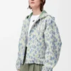 Kapuzenjacke aus Wolle und Baumwolle in Weiß/Blau