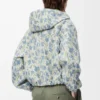 Kapuzenjacke aus Wolle und Baumwolle in Weiß/Blau