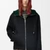 Kapuzenjacke aus Wolle und Kaschmir Schwarz/Grün