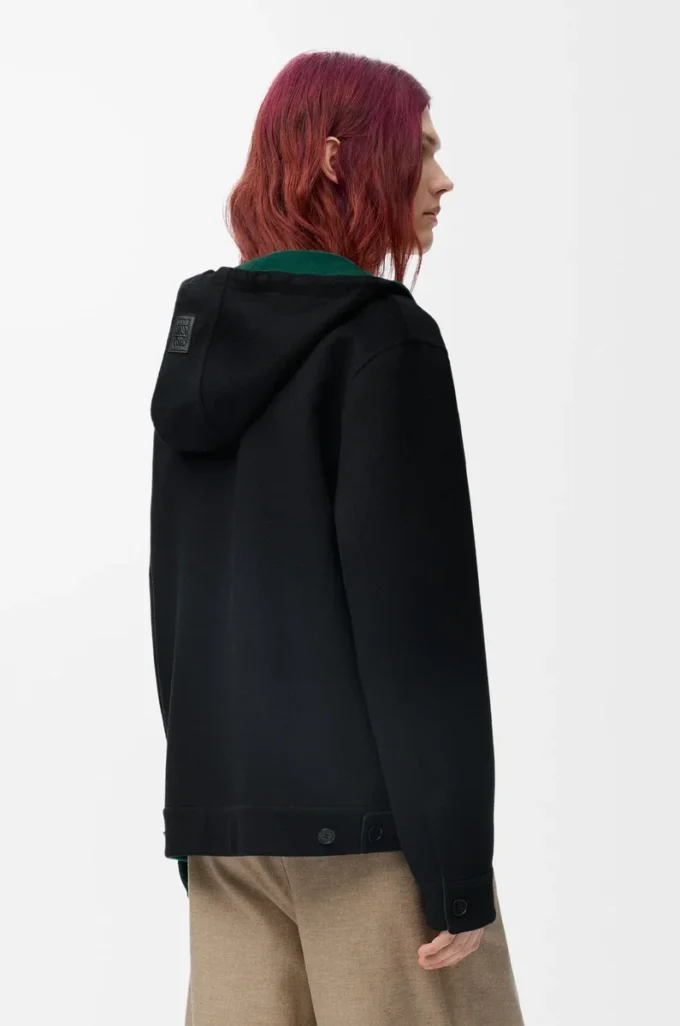 Kapuzenjacke aus Wolle und Kaschmir Schwarz/Grün