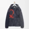 Kapuzenjacke aus Wollmischung Navy/Orange