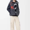Kapuzenjacke aus Wollmischung Navy/Orange