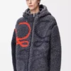 Kapuzenjacke aus Wollmischung Navy/Orange