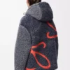 Kapuzenjacke aus Wollmischung Navy/Orange