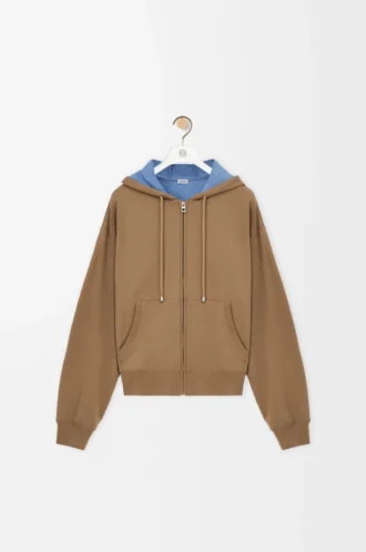 kapuzenjacke mit reissverschluss aus baumwolle in beige blau 1 330x498 - Kapuzenjacke mit Rei&szlig;verschluss aus Baumwolle in Beige/Blau