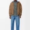 Kapuzenjacke mit Reißverschluss aus Baumwolle in Beige/Blau