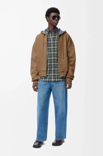 kapuzenjacke mit reissverschluss aus baumwolle in beige blau 2 330x498 - Kapuzenjacke mit Rei&szlig;verschluss aus Baumwolle in Beige/Blau