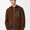 Kapuzenjacke mit Reißverschluss aus Wolle, braun