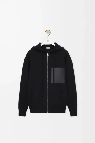 Kapuzenjacke mit Reißverschluss aus Wolle Schwarz