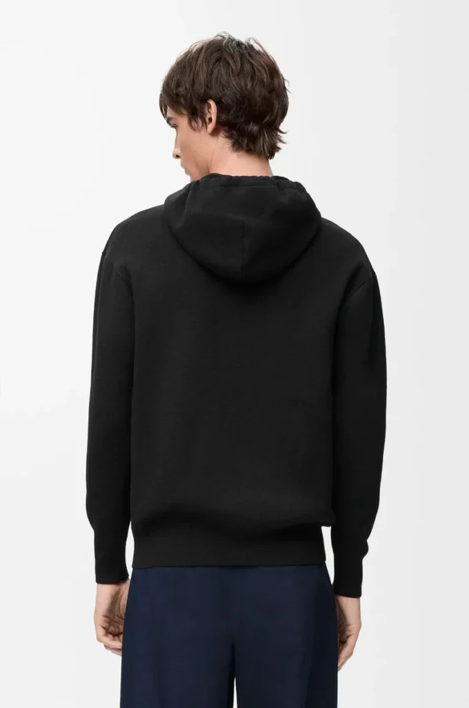 Kapuzenjacke mit Reißverschluss aus Wolle Schwarz