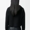 Kapuzenjacke mit Reißverschluss aus Wolle Schwarz