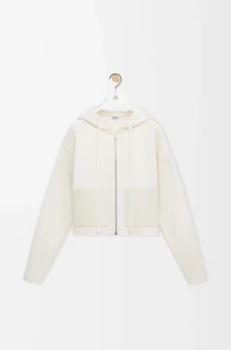 Kapuzenjacke mit Reißverschluss aus Wolle Weiß