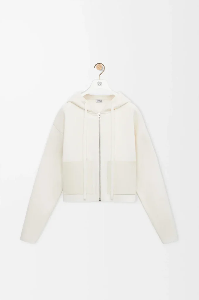 Kapuzenjacke mit Reißverschluss aus Wolle Weiß