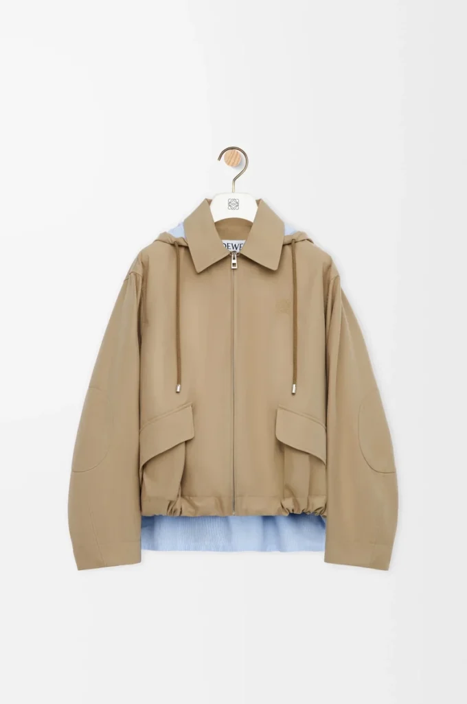 Kapuzenparka aus Baumwolle in Beige