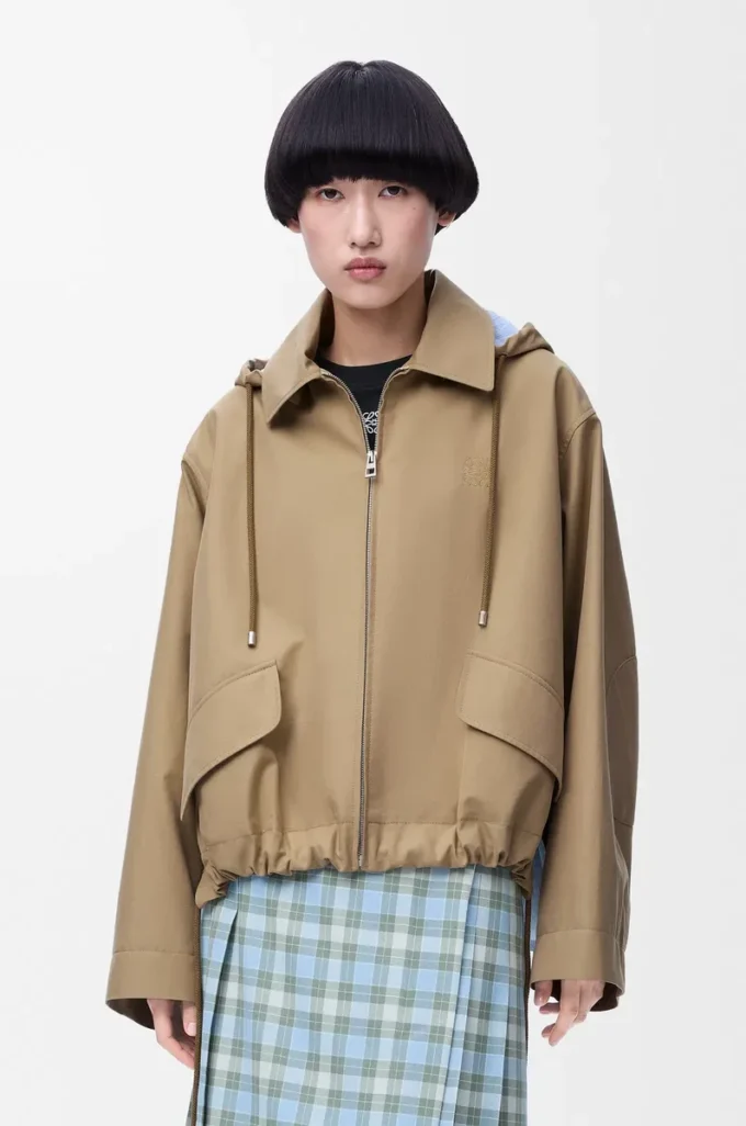 Kapuzenparka aus Baumwolle in Beige