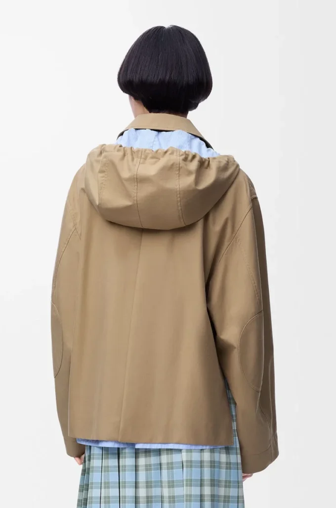 Kapuzenparka aus Baumwolle in Beige