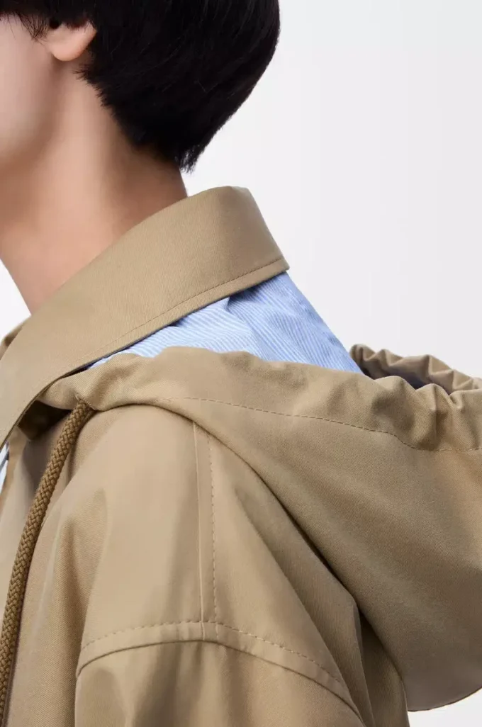 Kapuzenparka aus Baumwolle in Beige