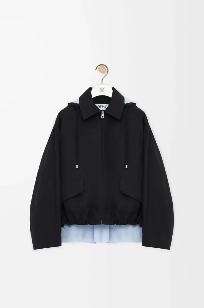 Kapuzenparka aus Baumwolle Schwarz
