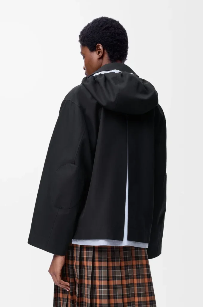 Kapuzenparka aus Baumwolle Schwarz