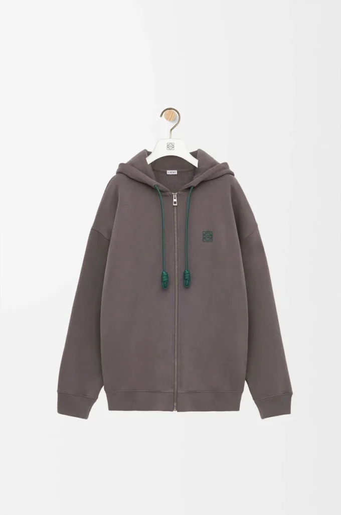Kapuzenpullover mit Reißverschluss aus Baumwolle Dunkelgrau