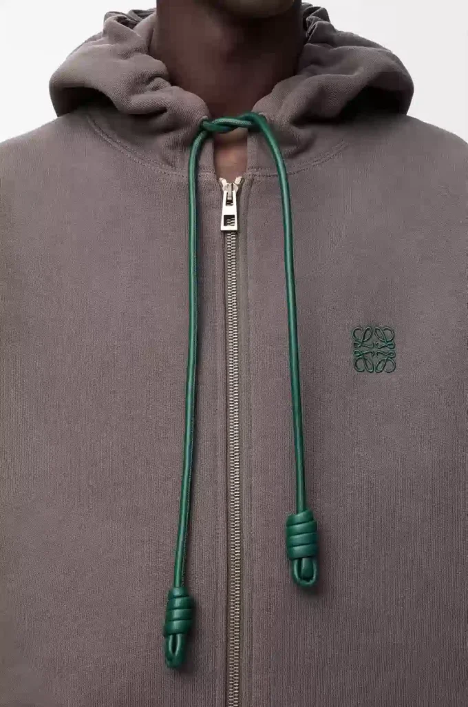 Kapuzenpullover mit Reißverschluss aus Baumwolle Dunkelgrau