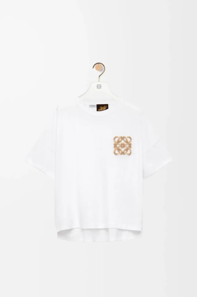 Kastenförmiges T-Shirt aus Baumwolle in Weiß