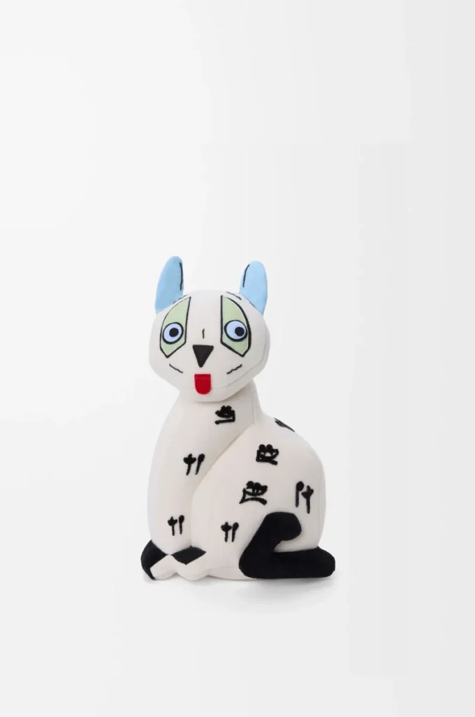 Katzen-Stofftier aus Baumwollsamt, Soft White