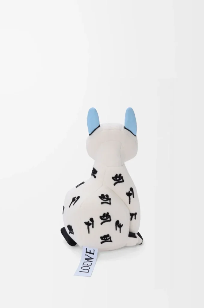 Katzen-Stofftier aus Baumwollsamt, Soft White