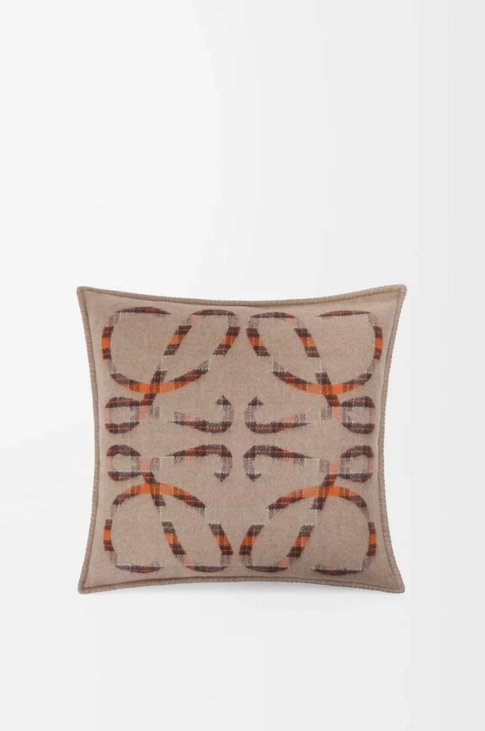 Kissen aus Wolle und Kaschmir Beige/Orange