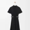 Kleid mit Gürtel aus Stretch-Viskose in Schwarz