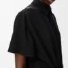 Kleid mit Gürtel aus Stretch-Viskose in Schwarz