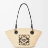 Kleine Anagram Basket Tasche aus Iraca-Palme und Kalbsleder Natur/Schwarz