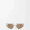 Kleine Butterfly Screen Sonnenbrille, einfarbig weiß