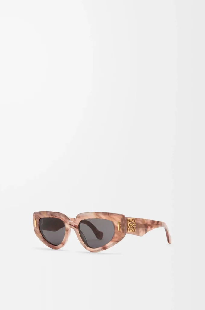 Kleine Butterfly Screen Sonnenbrille Marmor Dunkelrosa