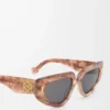 Kleine Butterfly Screen Sonnenbrille Marmor Dunkelrosa