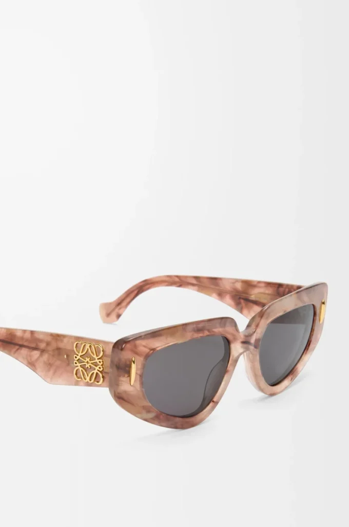 Kleine Butterfly Screen Sonnenbrille Marmor Dunkelrosa