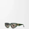 Kleine Butterfly Screen Sonnenbrille Transparent Dunkelgrün