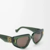 Kleine Butterfly Screen Sonnenbrille Transparent Dunkelgrün