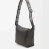 Kleine Cubi Crossbody-Tasche aus geschmeidigem, glattem Kalbsleder und Jacquard in Dunkelgrau