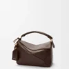 Kleine Featherlight Puzzle Tasche aus Nappalammleder in Dark Chestnut