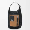 Kleine Flex Loop Bucket Bag aus Canvas und Wildleder in Schwarz/Dunkelgold