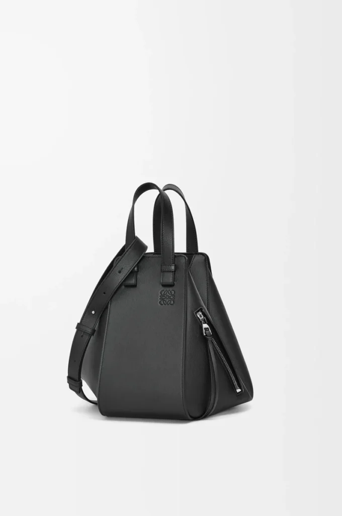 Kleine Hammock-Tasche aus klassischem Kalbsleder Schwarz