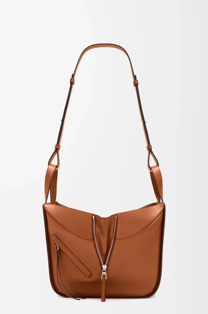 Kleine Hammock-Tasche aus klassischem Kalbsleder Tan
