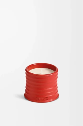 Kleine Kerze mit Tomatenblättern, rot
